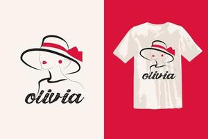 olivia Moda logo t camisa diseño vector