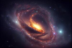 illustration of Milky Way Galaxy colliding with Andromeda Galaxy, universal and outer space photo