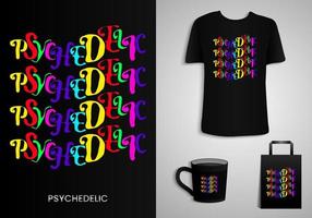 Classic typography style popular in the 1960s during the psychedelic era. Merchandise print design. vector