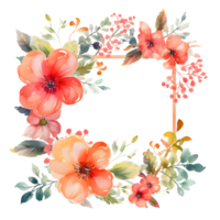 rustique floral Cadre avec fleurs sauvages et verdure png transparent Contexte