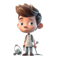 Cheerful 3d Boy with Backpack PNG Transparent Background