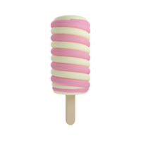 3D pink and yellow ice cream Model in Beach Concept Summer Theme, PNG transparent background, 3D element, 3D illustration