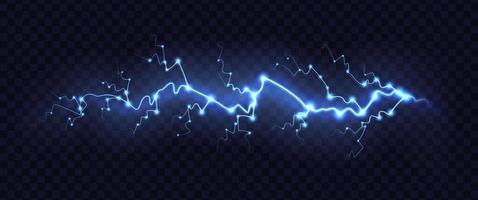 Realistic lightning bolt isolated on a dark background. vector