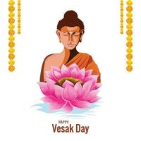 Buda en loto flor tarjeta ilustración diseño vector
