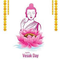 Buddha on lotus flower card illustration design vector