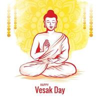 Happy vesak day traditional card background vector