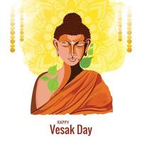 Happy vesak day traditional card background vector