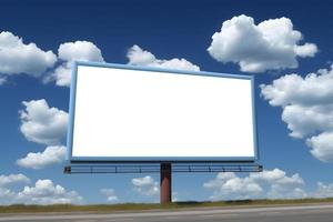 Empty billboard on highway in daytime in summer, Front view billboard mockup, Blank advertisment space for marketing banner or poster, Free Photo