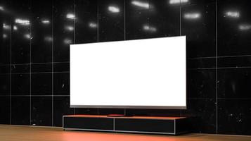 Blank Led screen mockup indoor, Empty LED Ad display inside room, Modern interior with wide LED screen mockup photo