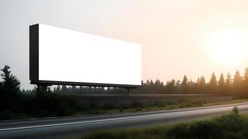 blank billboard on the highway roadside, Outdoor advertisment billboard mockup on highway photo