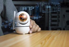 smart home concept and wireless control technology and security, ip camera photo