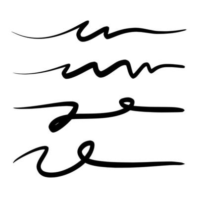 strokes, underlines, highlighter marker strokes, wave brush marks.