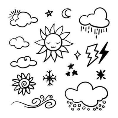 vector set of weather doodle elements, for design purposes