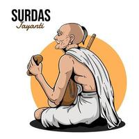 surdas jayanti, Sant Surdas vector illustration