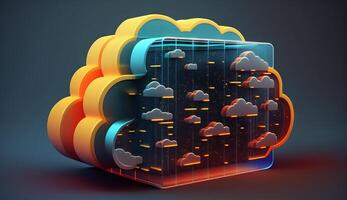 digital cloud storage icon server online social network. photo