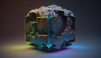 digital cloud storage icon server online social network. photo