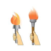 two hands holding torches icon set isolated on white background vector