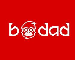 Bodad or bodat monkey letter vector logo design. Great combination of Monkey symbol with letter bodad. Isolated with red background.