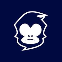 Monkey minimalist logo. Simple vector design. Isolated with soft background.
