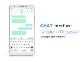 realista teléfono inteligente con charla interfaz mensajería aplicación moderno ui diseño mensaje aplicación modelo. social medios de comunicación solicitud concepto. vector ilustración