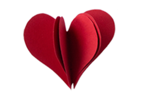 Red paper decoration heart isolated on a transparent background png