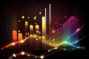 illustration of crypto market data, chart, silhouette crypto currency market, isometric, colorful gradient background photo