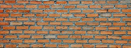 Vintage brick wall with horizontal structure. Panoramic web banner or wallpaper with copy space. photo