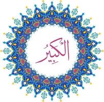 Al Kabeer 99 names of Allah with Meaning and Explanation vector