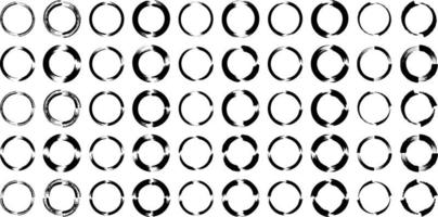 Grunge Circle Bold Line black abstract shape 50 Set vector