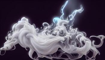 illustration of White curve fog, smoke, clouds, fire and dark background with spotlight. Abstract illustration art. Pattern texture, use for ad, poster and template, business.Digital art photo