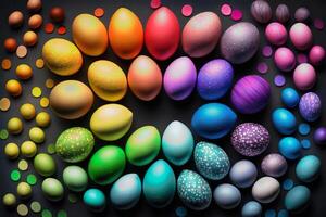 Happy Easter concept design Cool bunny colorful background, Holiday card idea, . photo