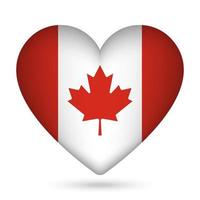 Canada flag in heart shape. Vector illustration.