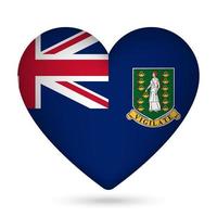 British Virgin Islands flag in heart shape. Vector illustration.