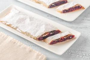 Cherry strudel flat lay photo