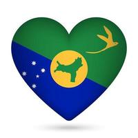 Christmas Island flag in heart shape. Vector illustration.