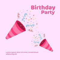 Happy Birthday Flat Invitation Birthday Card vector