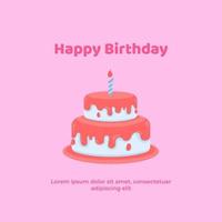 Happy Birthday Flat Invitation Birthday Card vector