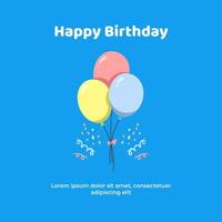 Happy Birthday Flat Invitation Birthday Card vector