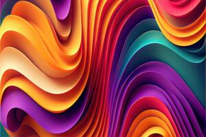 illustration of Colorful wavy abstract layers as panorama background wallpaper photo