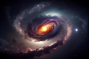 illustration of Milky Way Galaxy colliding with Andromeda Galaxy, universal and outer space photo