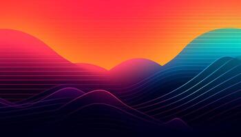 Simple minimalist retro color trendy background abstract colorful wallpaper and backdrop. Artistic digital art 3d rendering geometric line stripe bar element design material. Panoramic mountain wave. photo