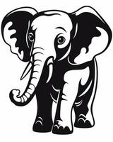 Black and White Elephant vector