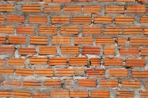 Brown block brick wall background, building wall photo