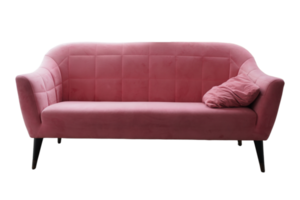 Rosa Sofa und Kissen isoliert auf ein transparent Hintergrund png