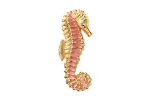 Golden sea horse decoration isolated on a transparent background png