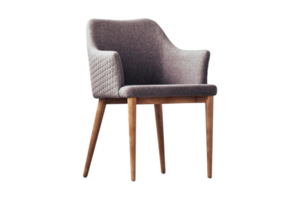 grigio sedia con di legno gambe isolato su un' trasparente sfondo png