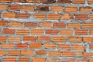 Brown block brick wall background, building wall photo