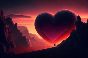 illustration of Valentine day background, love, romantic concept, heart shape. Neural network generated art. Digitally generated image. Not based on any actual scene or pattern. photo