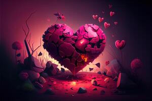 illustration of Valentine day background, love, romantic concept, heart shape. Neural network generated art. Digitally generated image. Not based on any actual scene or pattern. photo