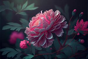 illustration of flowers concept art. Chinese digital art, style and background. Retro texture. Close focus. photo